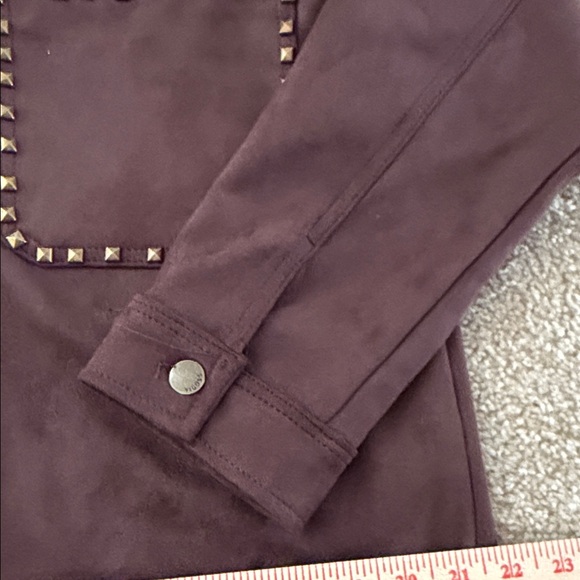 VIGOSS- Brown Faux Suede Studded Trucker Jacket Gold Stud Western Rock Style - Picture 14 of 14